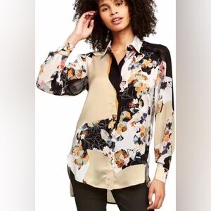 Phillip Lim for Target long sleeve button front Floral Print Women's Tunic Top